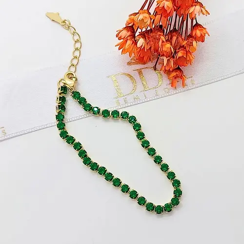 PULSEIRA ESMERALDA ELEGANCE BANHADA A OURO 18K