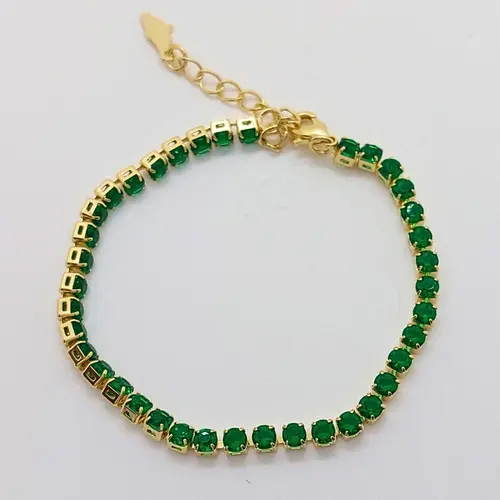 PULSEIRA ESMERALDA ELEGANCE BANHADA A OURO 18K