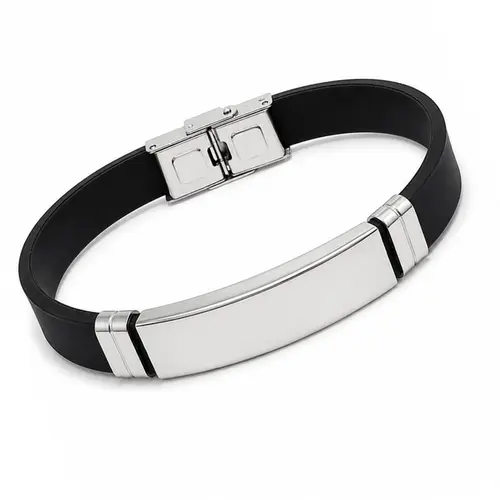 PULSEIRA MASCULINA BORRACHA E AÇO INOXIDAVEL
