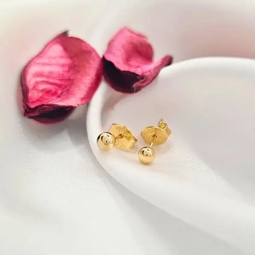 Brinco Bola Pequeno Banhado a Ouro 18K