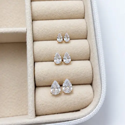 TRIO PONTO DE LUZ GOTA BANHADO A OURO 18K