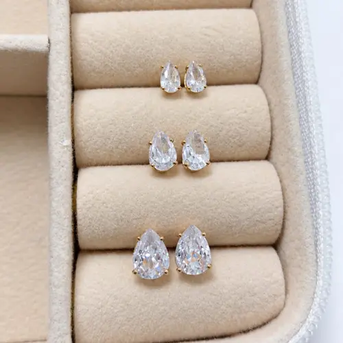 TRIO PONTO DE LUZ GOTA BANHADO A OURO 18K
