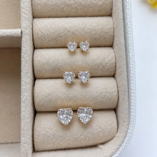 TRIO PONTO DE LUZ CORAÇÃO BANHADO A OURO 18K