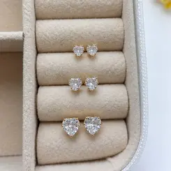 TRIO PONTO DE LUZ CORAÇÃO BANHADO A OURO 18K