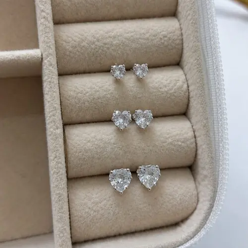 TRIO PONTO DE LUZ CORAÇÃO BANHADO A OURO BRANCO