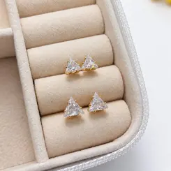 DUPLA DE PONTO DE LUZ TRIANGULO BANHADO A OURO 18K