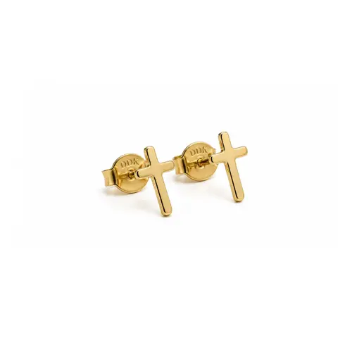 BRINCO CRUZ LISO BANHADO A OURO 18K