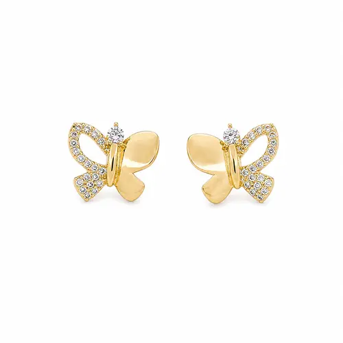 BRINCO BORBOLETA SHINE BANHADO A OURO 18K