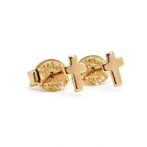 BRINCO CRUZ BANHADO A OURO 18K