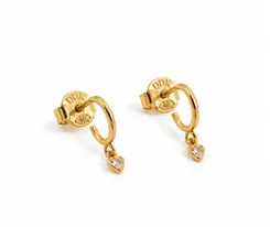 ARGOLA CORAÇÃO PENDENTE BANHADA A OURO 18K