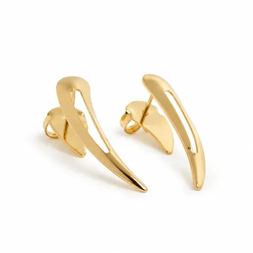 BRINCO EAR CUFF GOTA ALONGADA BANHADO A OURO 18K