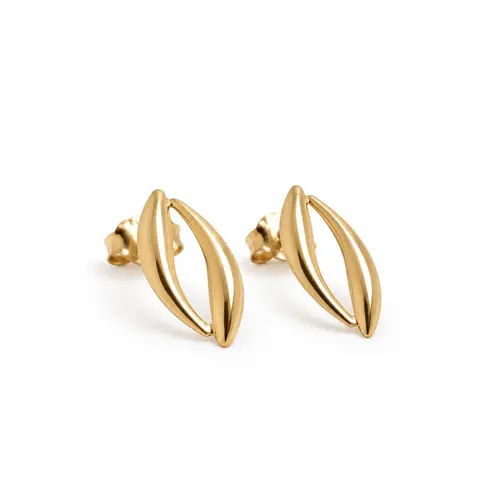 BRINCO OVAL VAZADO BANHADO A OURO 18K