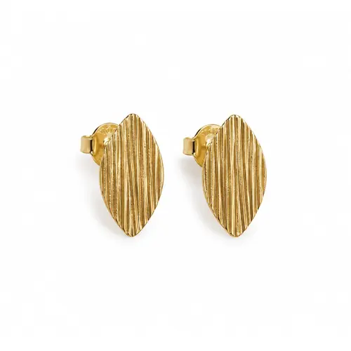 BRINCO OVAL TEXTURIZADO BANHADO A OURO 18K