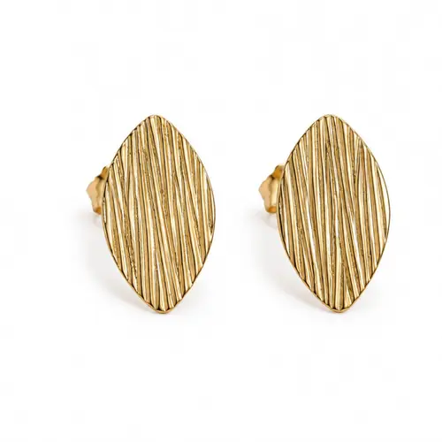 BRINCO OVAL TEXTURIZADO BANHADO A OURO 18K