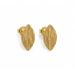 BRINCO OVAL TEXTURIZADO BANHADO A OURO 18K