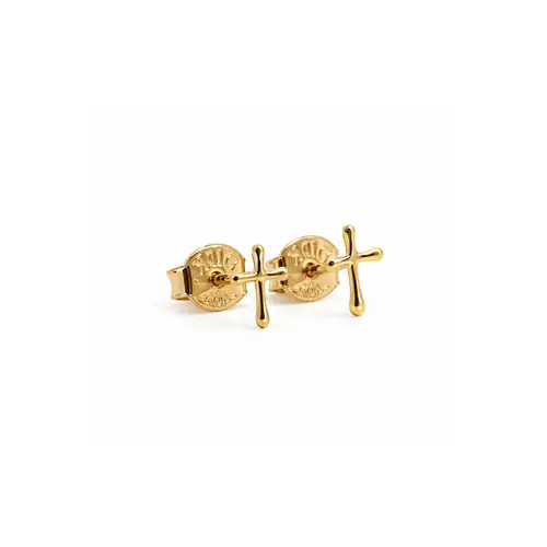 BRINCO CRUZ LISA BANHADO A OURO 18K