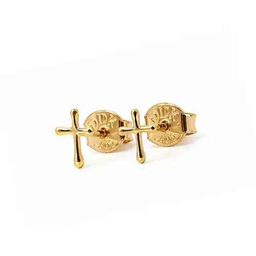BRINCO CRUZ LISA BANHADO A OURO 18K
