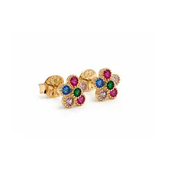 BRINCO FLOR COLORIDA BANHADA A OURO 18K