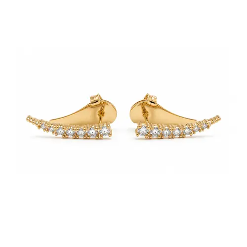 BRINCO EAR CUFF CRAVEJADO BANHADO A OURO 18K