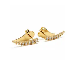 BRINCO EAR CUFF CRAVEJADO BANHADO A OURO 18K