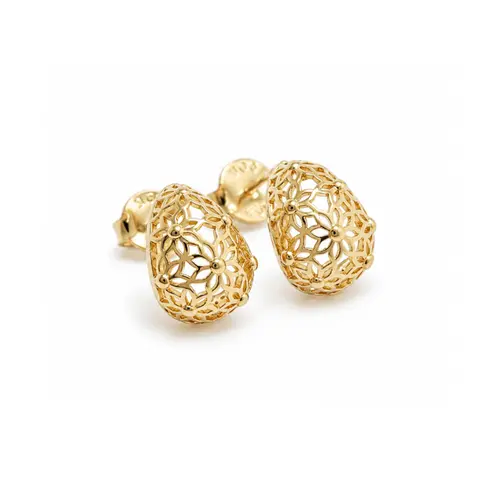 BRINCO FLORAL BANHADO A OURO 18K