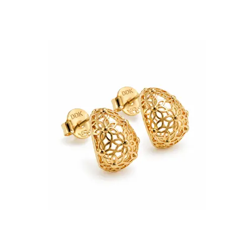 BRINCO FLORAL BANHADO A OURO 18K