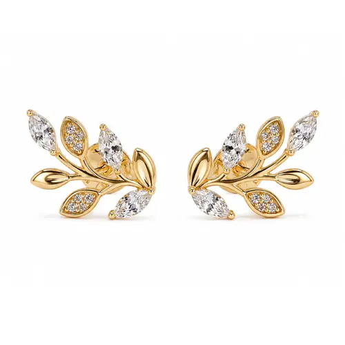 BRINCO FOLHA BANHADO A OURO 18K