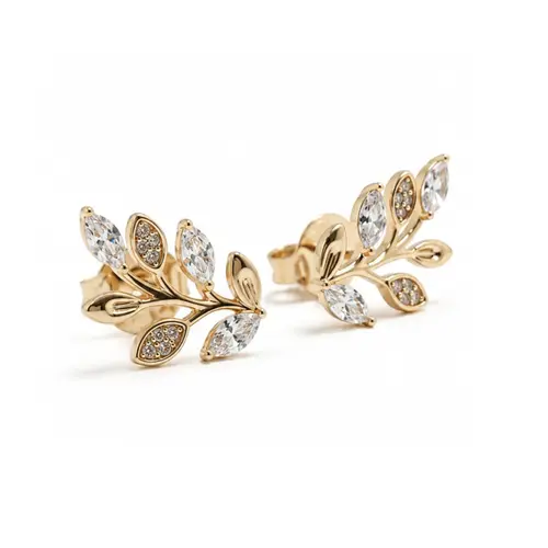 BRINCO FOLHA BANHADO A OURO 18K