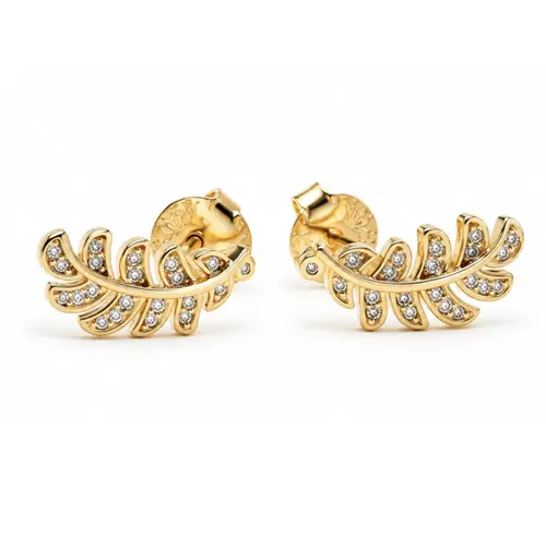 BRINCO FOLHA BANHADO A OURO 18K