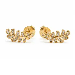 BRINCO FOLHA BANHADO A OURO 18K