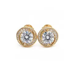 BRINCO REDONDO CRAVEJADO BANHADO A OURO 18K