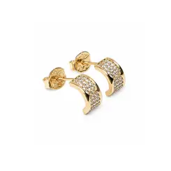 BRINCO CURVADO CRAVEJADO BANHADO A OURO 18K