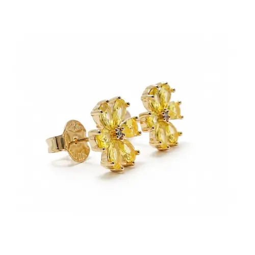 BRINCO FLOR AMARELA BANHADO A OURO 18K