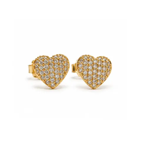BRINCO CORAÇÃO CRAVEJADO BANHADO A OURO 18K