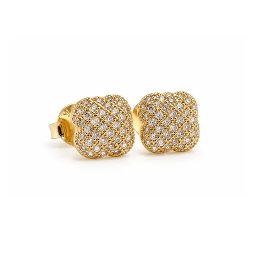 BRINCO TREVO CRAVEJADO BANHADO A OURO 18K