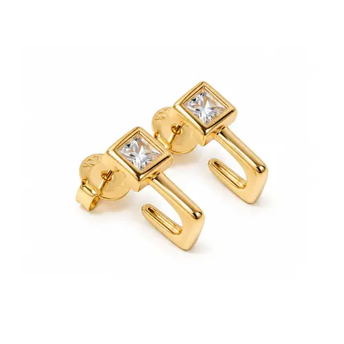 BRINCO QUADRADO BANHADO A OURO 18K