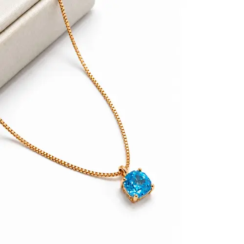 COLAR ROSE CUT AZUL BANHADO A OURO 18K