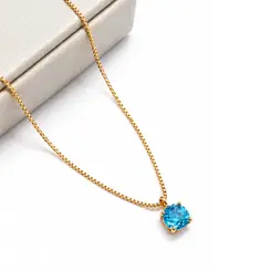 COLAR ROSE CUT AZUL BANHADO A OURO 18K