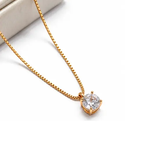 COLAR ROSE CUT CRISTAL BANHADO A OURO 18K