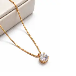 COLAR ROSE CUT CRISTAL BANHADO A OURO 18K