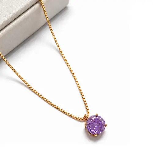 COLAR ROSE CUT LILÁS BANHADO A OURO 18K