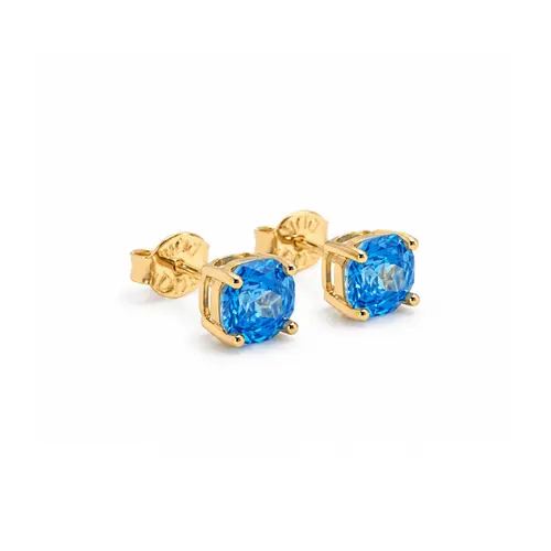 BRINCO ROSE CUT AZUL BANHADO A OURO 18K