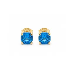 BRINCO ROSE CUT AZUL BANHADO A OURO 18K