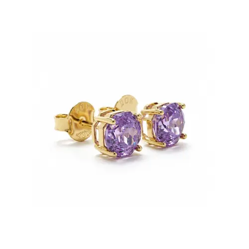BRINCO ROSE CUT LILÁS BANHADO A OURO 18K