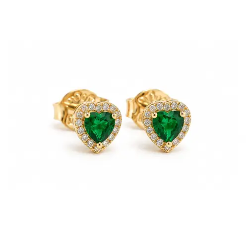 BRINCO CORAÇÃO VERDE BANHADO A OURO 18K