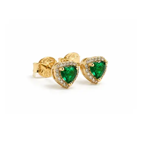 BRINCO CORAÇÃO VERDE BANHADO A OURO 18K