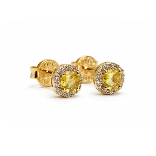 BRINCO PEDRA AMARELA BANHADO A OURO 18K