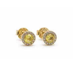BRINCO PEDRA AMARELA BANHADO A OURO 18K