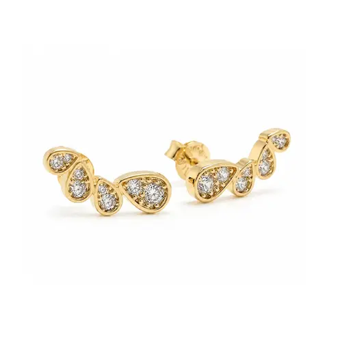 BRINCO EAR CUFF GOTAS BANHADO A OURO 18K