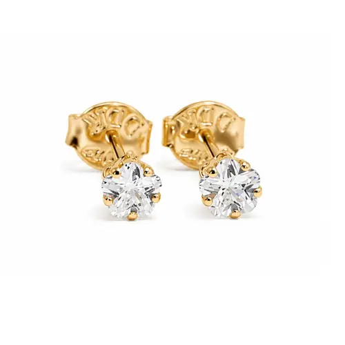 BRINCO PONTO DE LUZ FLOR CAIXA ALTA P BANHADO A OURO 18K